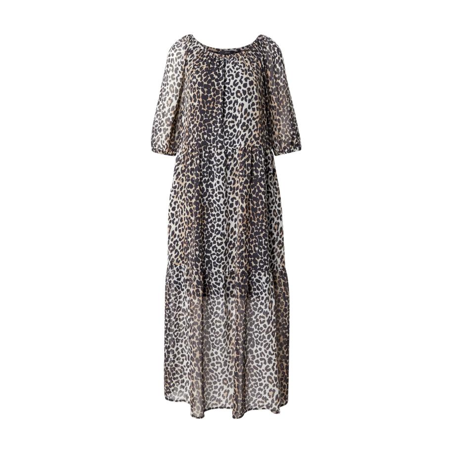 Oui OUI Jurk ecru / lichtbeige / zwart -