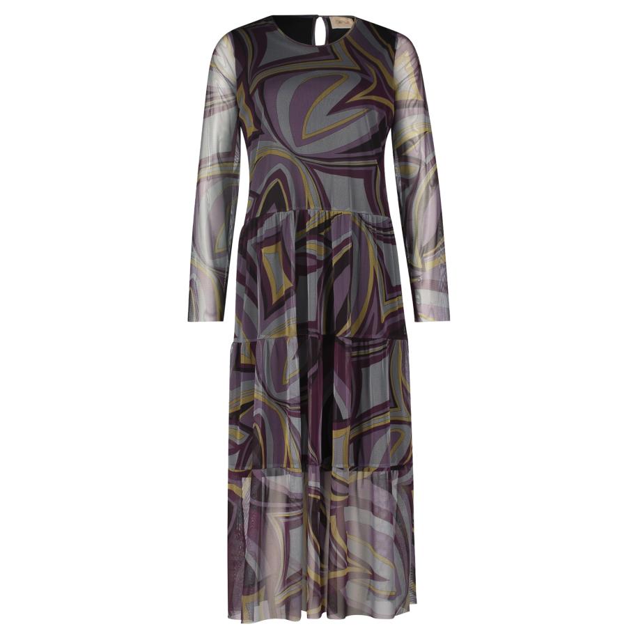 Cartoon Cartoon Jurk geel / bessen / lichtlila / zwart -