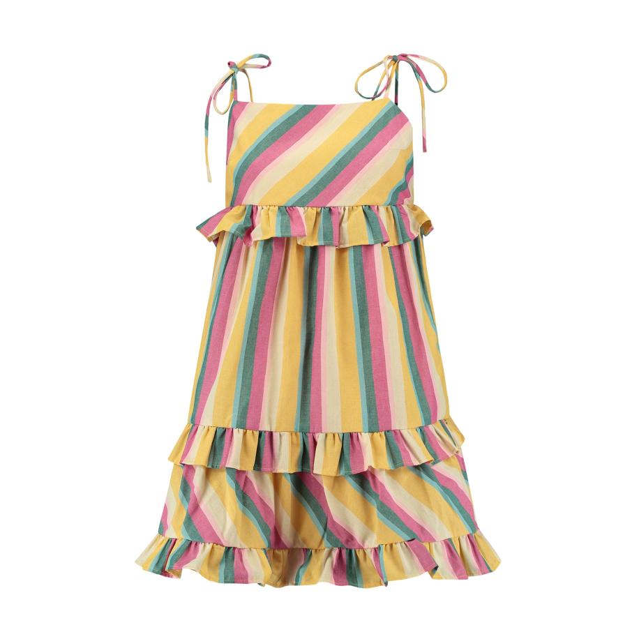 Shiwi Shiwi Jurk Jella lichtbeige / geel / spar / pink -