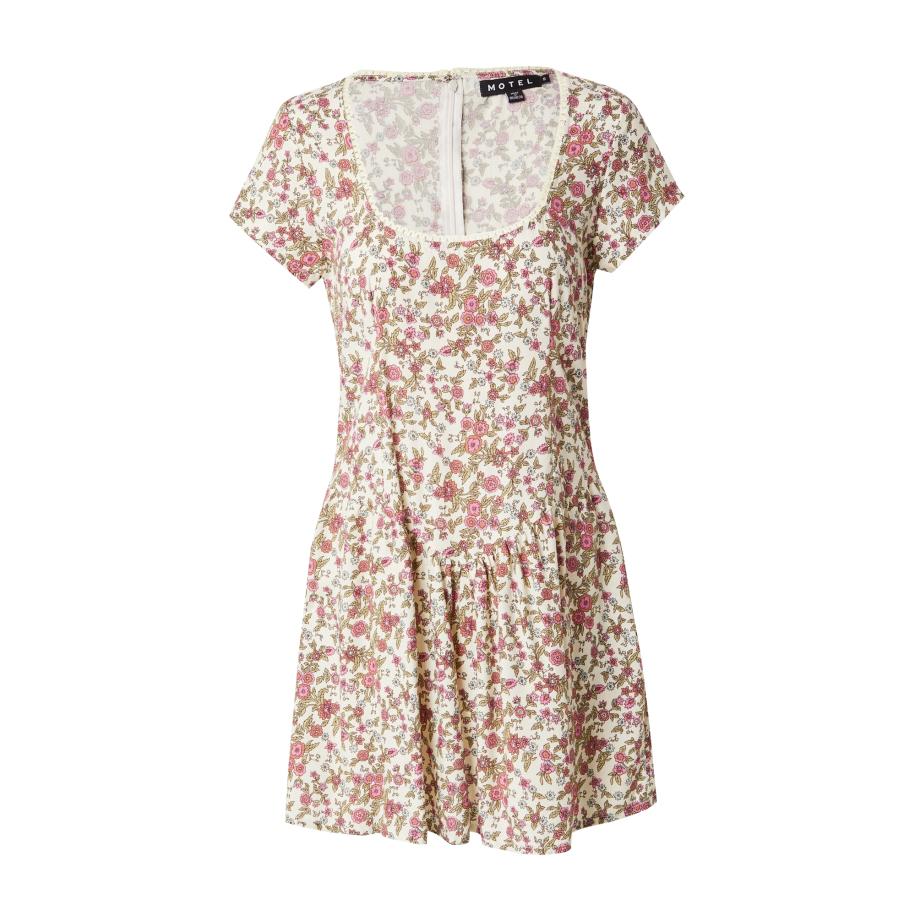 Motel Motel Jurk crème / olijfgroen / donkeroranje / lichtroze -