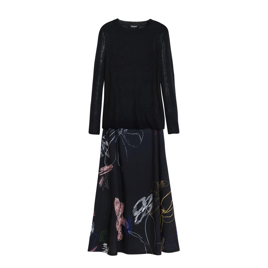 Desigual Desigual Jurk lichtblauw / poederroze / zwart -