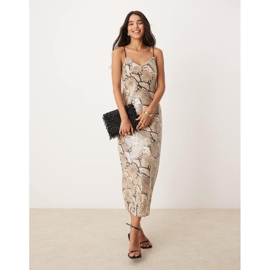 Forever New Maxi jurk met versiering van lovertjes in slangenmotief-Veelkleurig Multicolor