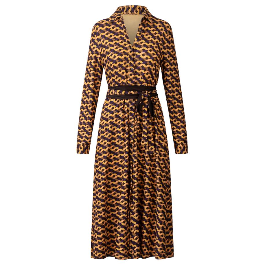 Kraimod Kraimod Blousejurk bruin / violetblauw -