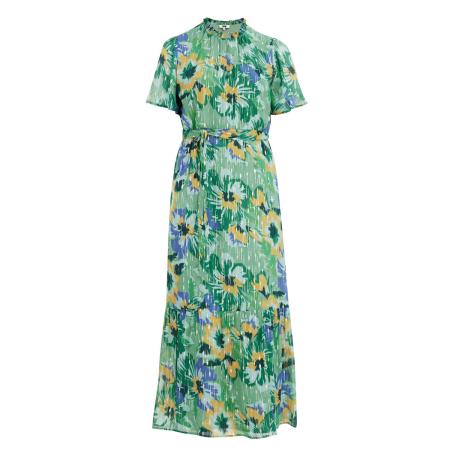 WE Fashion Dames maxi-jurk met dessin - Curve - Relaxed Fit - Groen - Viscose - Plus Size Maat: 50