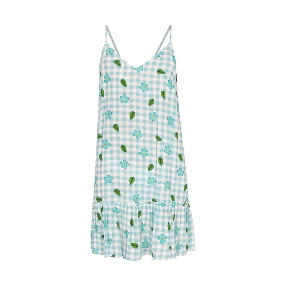 MYMO MYMO Zomerjurk Spring Summer turquoise / geel / groen / wit -