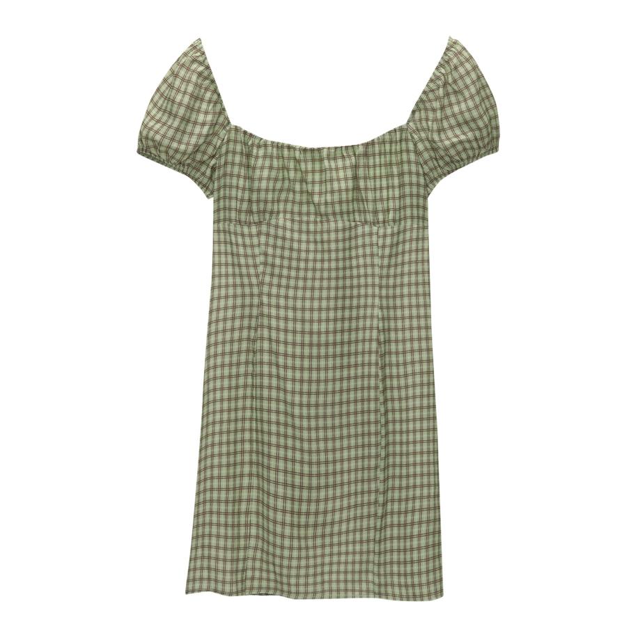 Pull&Bear Pull&Bear Jurk donkerbruin / groen / wolwit -