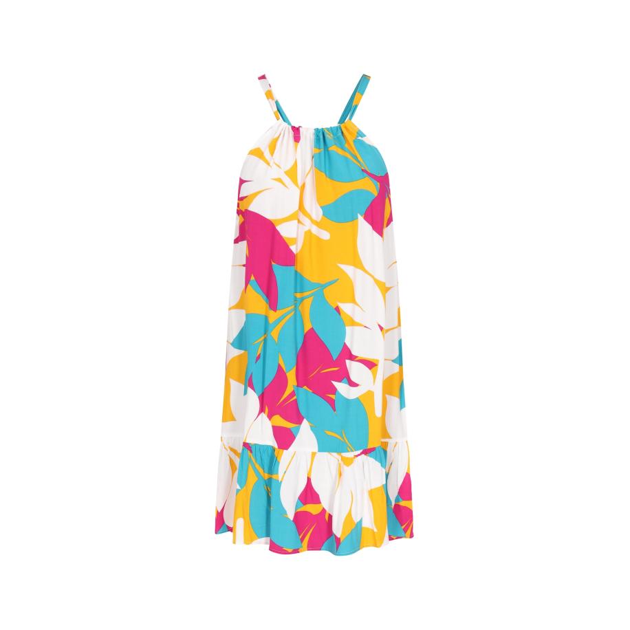 IZIA IZIA Zomerjurk turquoise / geel / donkerroze / wit -