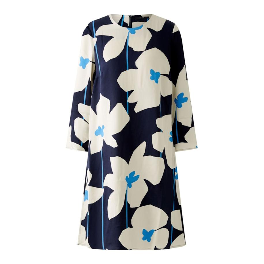 Oui OUI Jurk azuur / donkerblauw / wit -