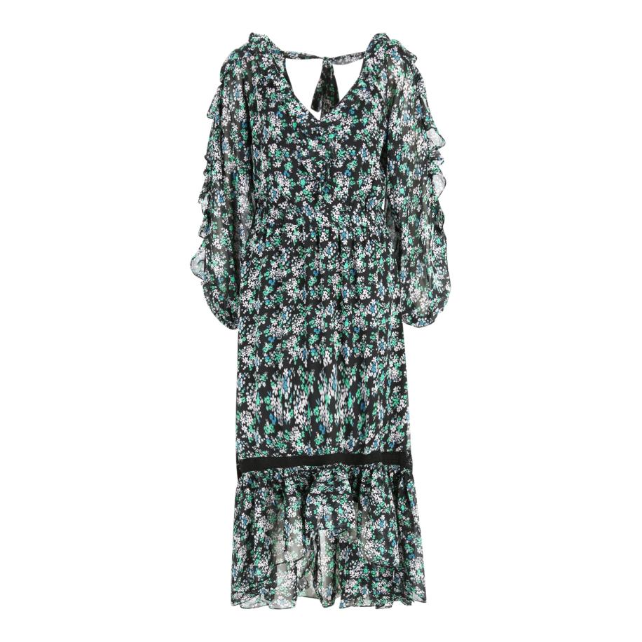 Wallis Wallis Jurk blauw / lichtblauw / grijs / neongroen / zwart -