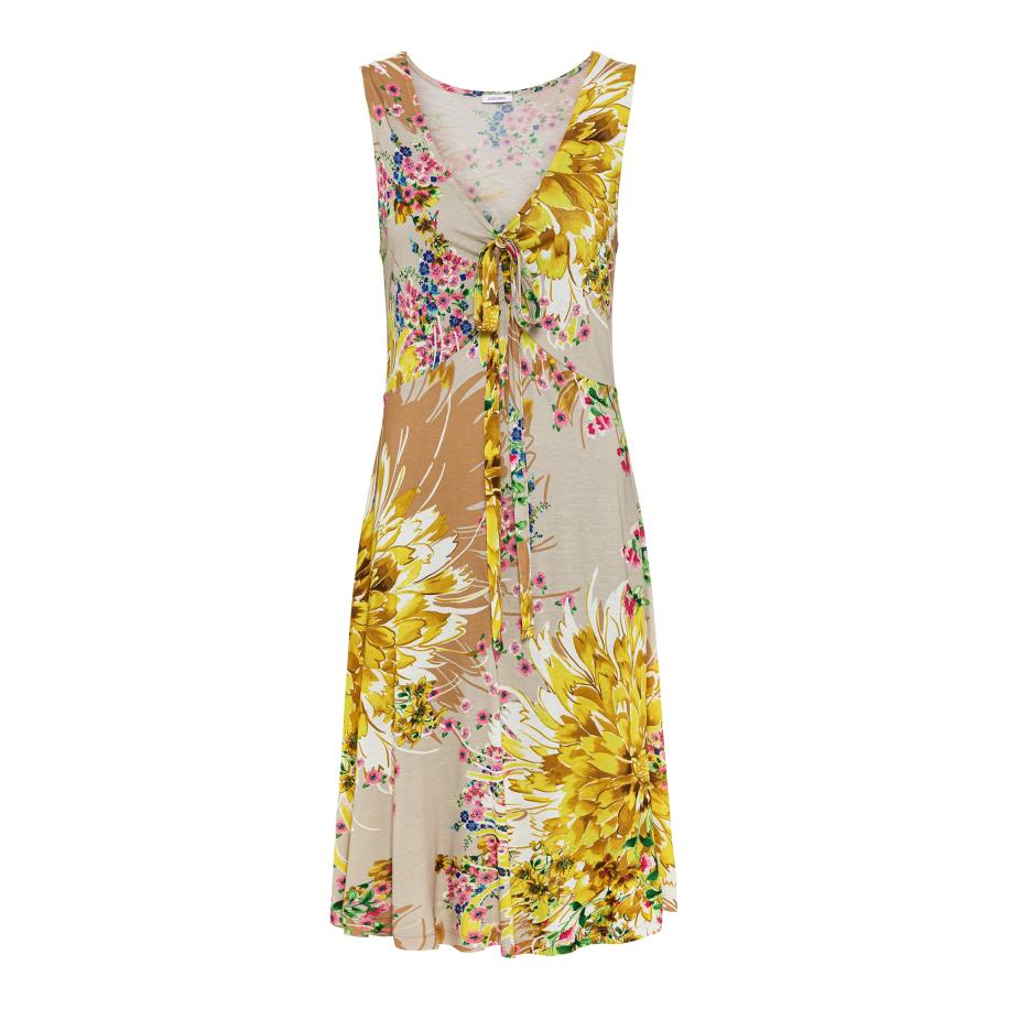 Lascana LASCANA Jurk Georgia sand / goudgeel / groen / pink -