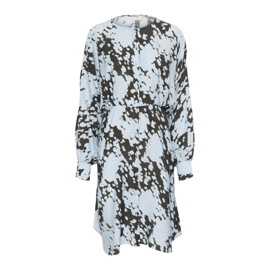 Kaffe Kaffe Blousejurk Louise lichtblauw / zwart -
