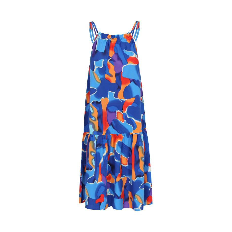 ebeeza ebeeza Jurk Spring Summer blauw / royal blue/koningsblauw / oranje / kreeft -