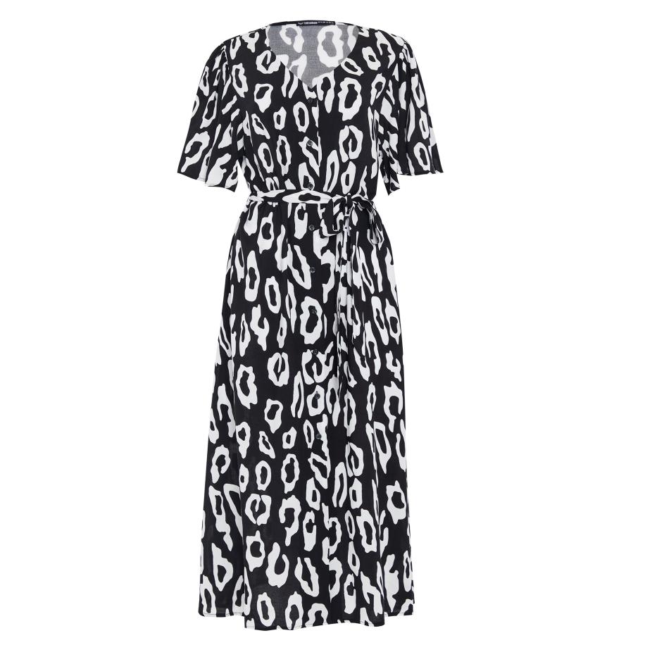 Threadbare Threadbare Blousejurk Fruit zwart / wit -