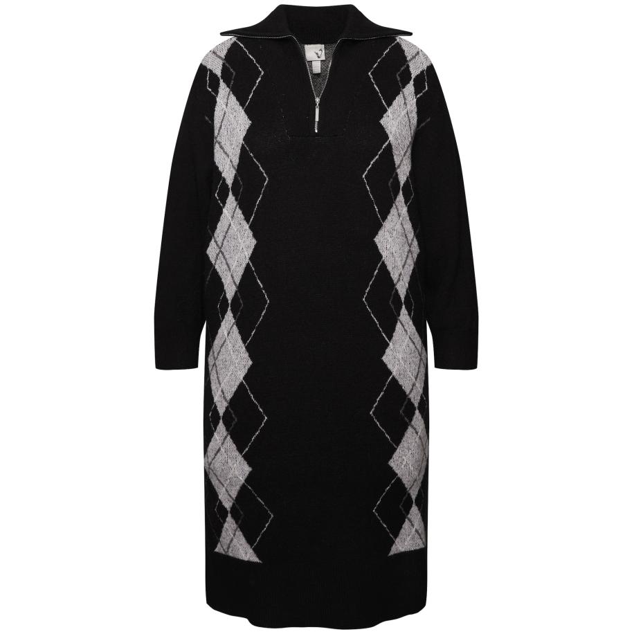 Ulla Popken Ulla Popken Gebreide jurk grijs / zwart -