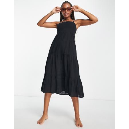 Iisla & Bird Maxi zomerjurk voor op het strand met stroken in zwart