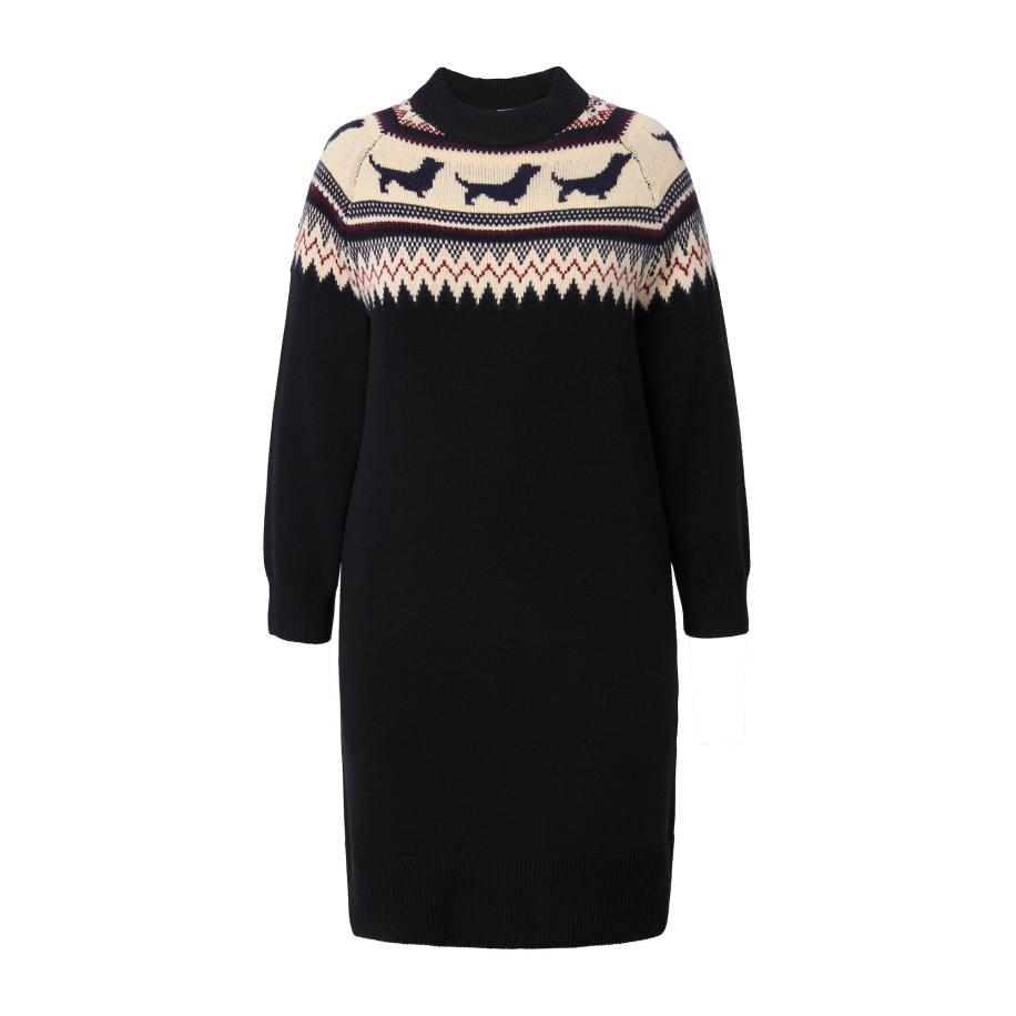 Ulla Popken Ulla Popken Gebreide jurk beige / donkerrood / zwart -