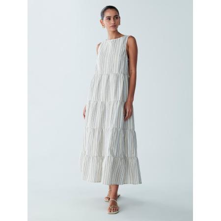 St MRLO Jurk Byron ecru / blauw / wit