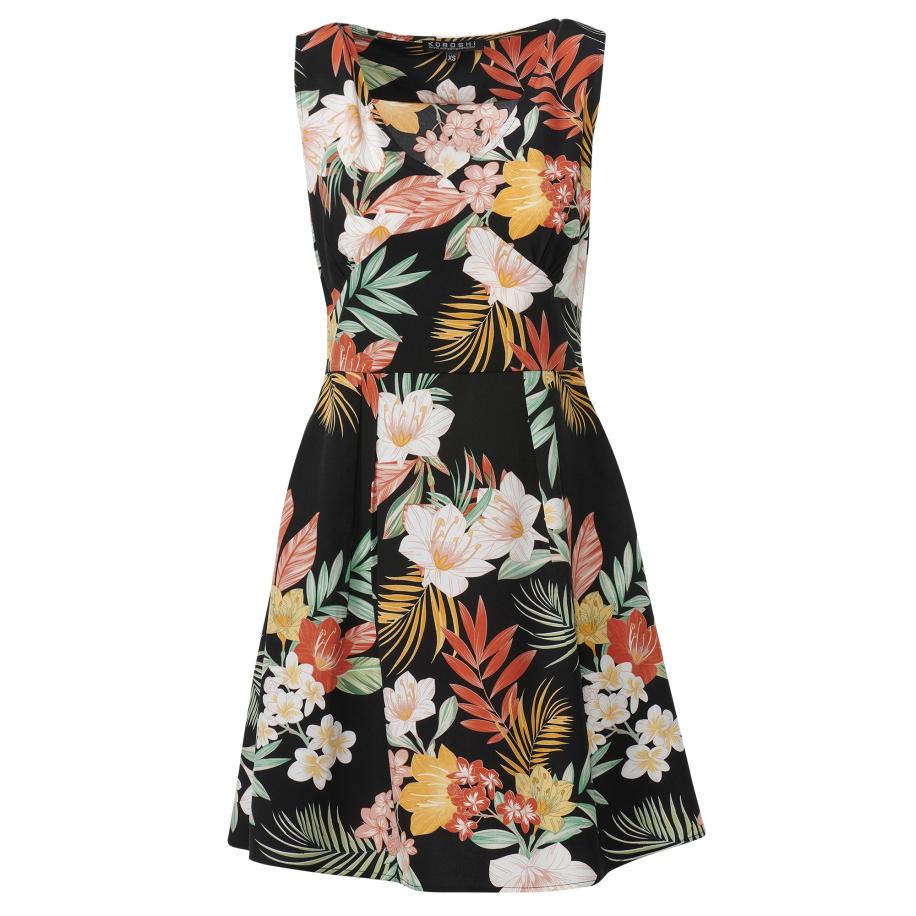 KOROSHI KOROSHI Zomerjurk gemengde kleuren / zwart -
