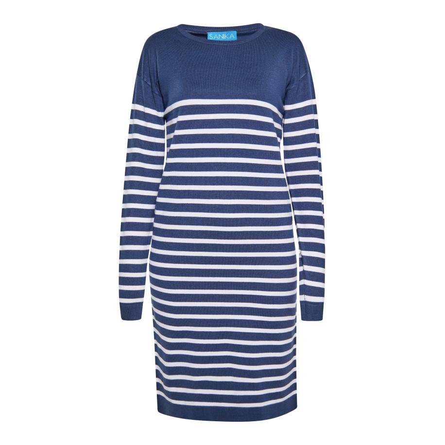 SANIKA SANIKA Gebreide jurk ultramarine blauw / wit -