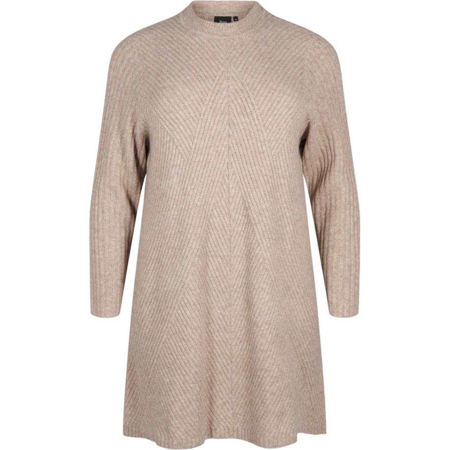 Zizzi Zizzi Gebreide jurk taupe -