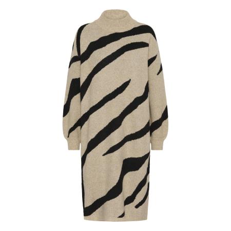 Kaffe Kaffe Gebreide jurk Wilma beige / zwart