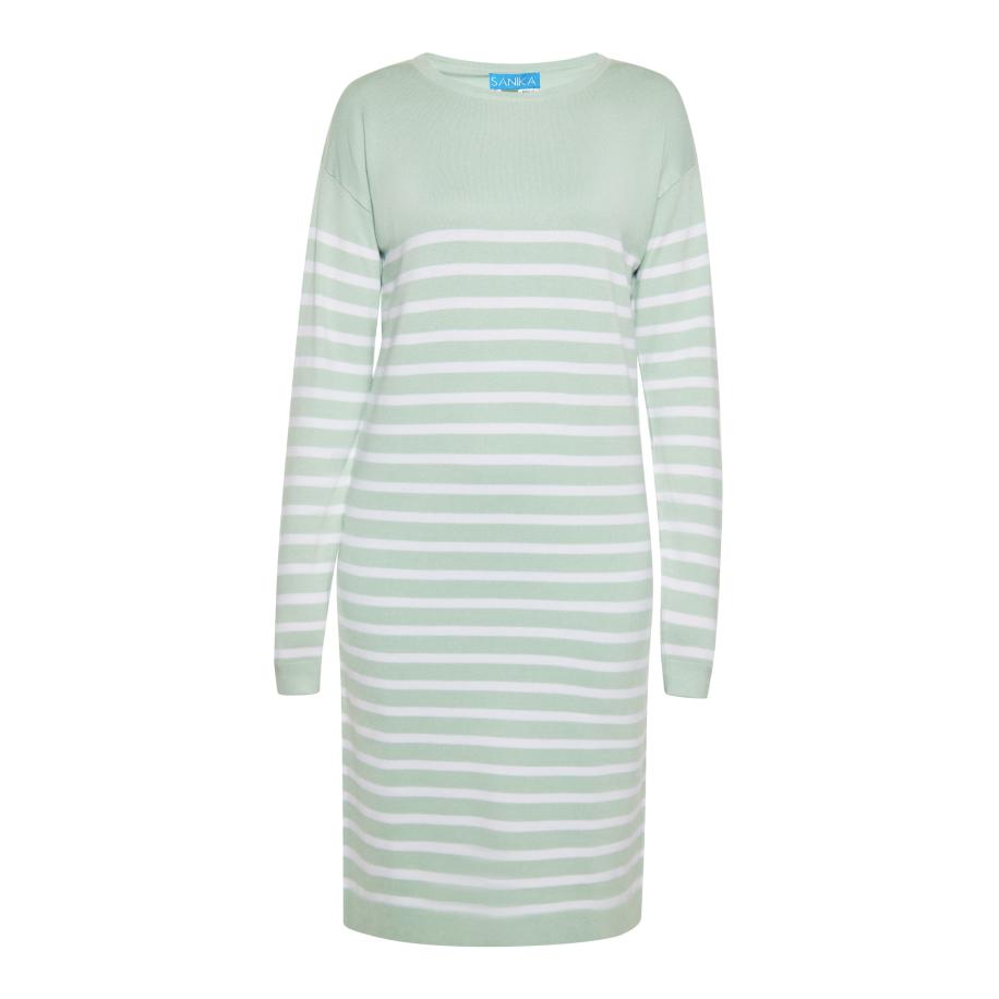 SANIKA SANIKA Gebreide jurk mintgroen / wit -