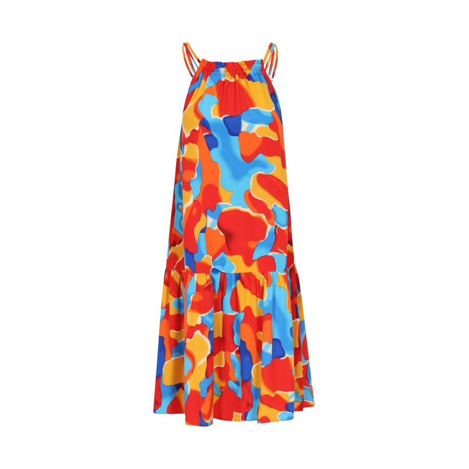 IZIA IZIA Jurk blauw / donkerblauw / oranje / donkerrood -