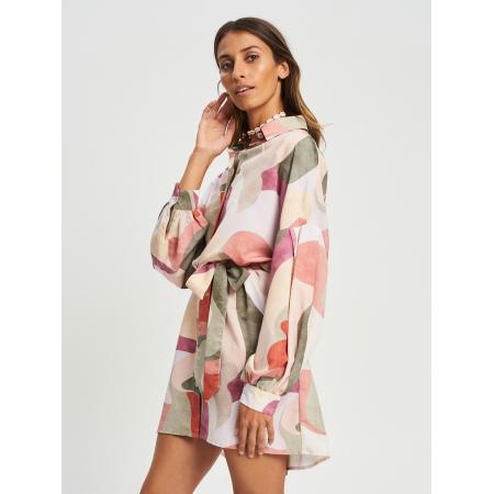 St MRLO Jurk Bligh beige / groen / pastelroze / pastelrood