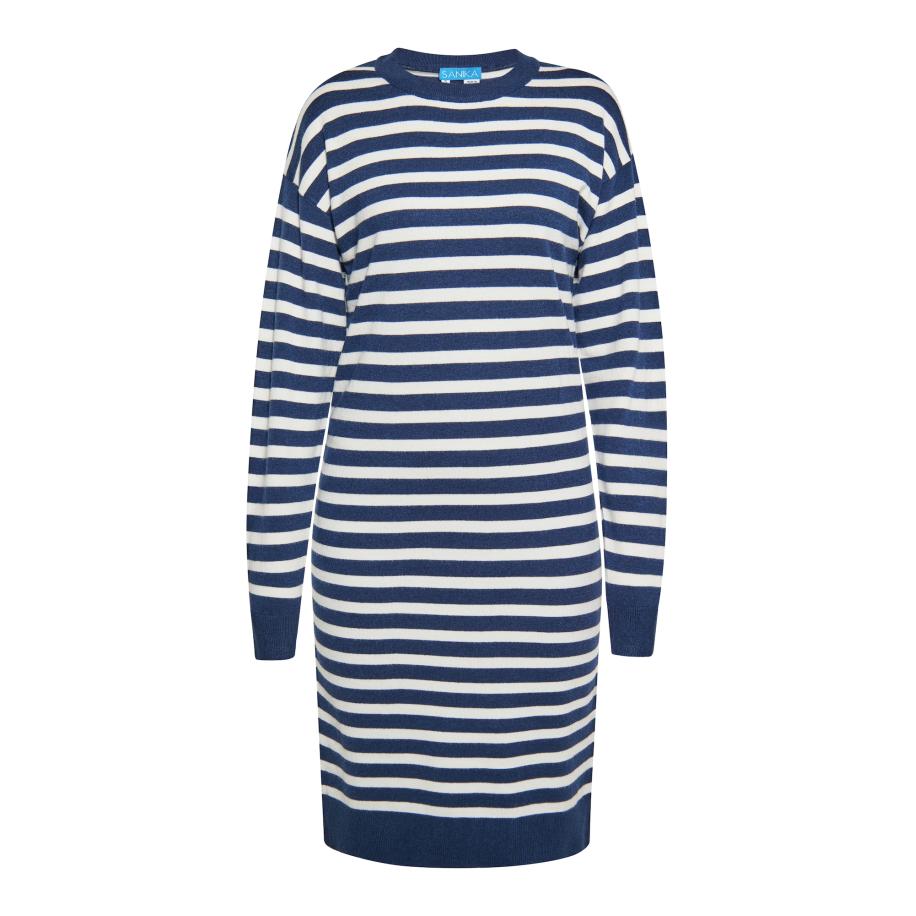 SANIKA SANIKA Gebreide jurk marine / wit -
