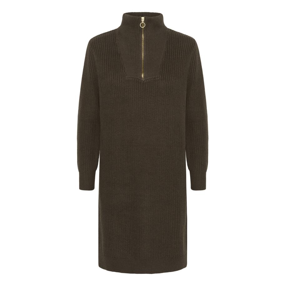 Kaffe Kaffe Gebreide jurk Lioa chocoladebruin -