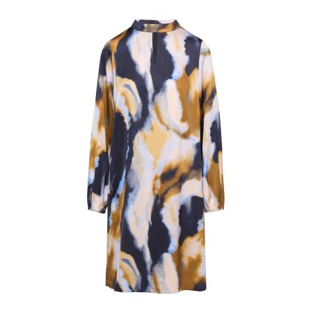 Comma COMMA Jurk donkerblauw / geel / goud / wit