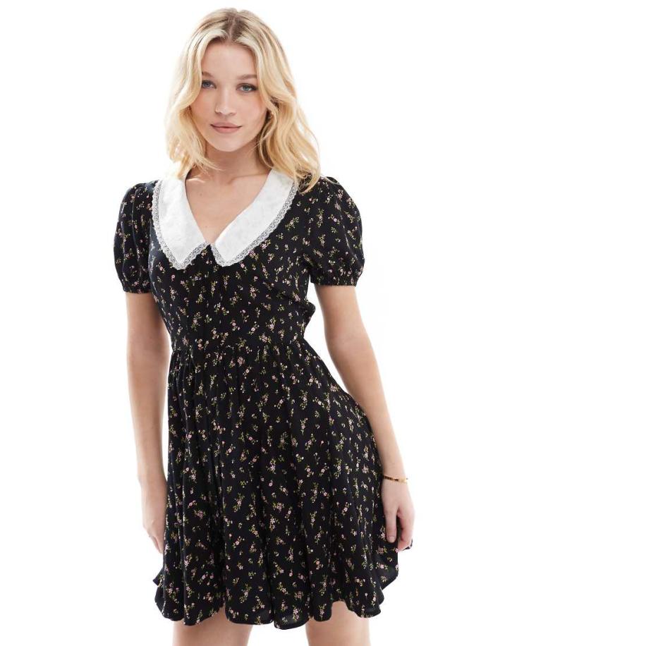 Miss Selfridge Nette jurk met kraagje en bloemenprint-Veelkleurig Multicolor