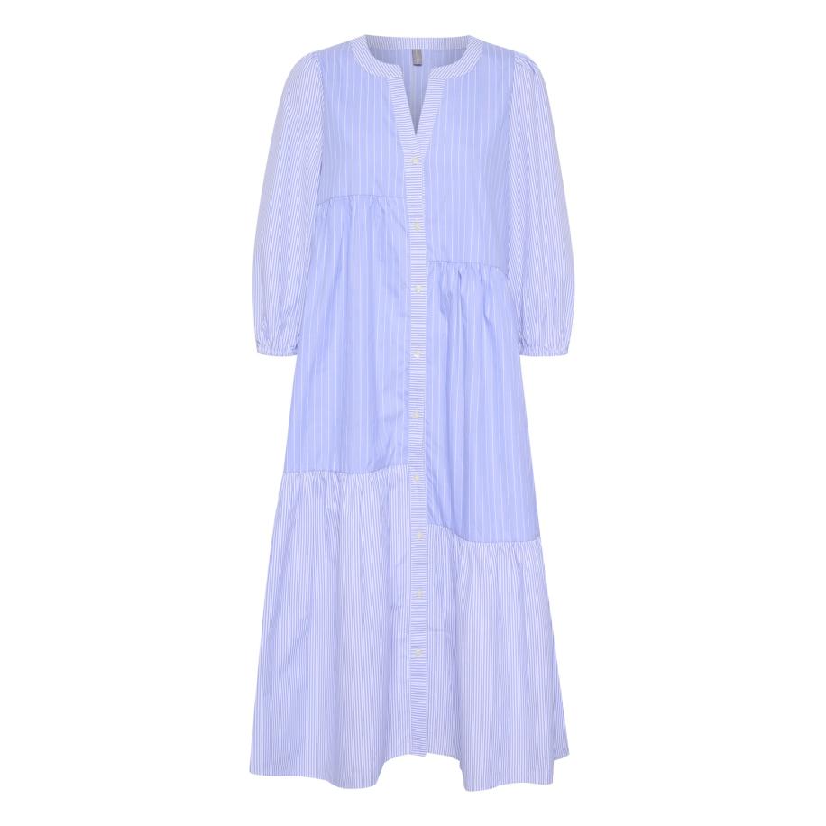 Culture CULTURE Blousejurk Cia lichtblauw / wit -