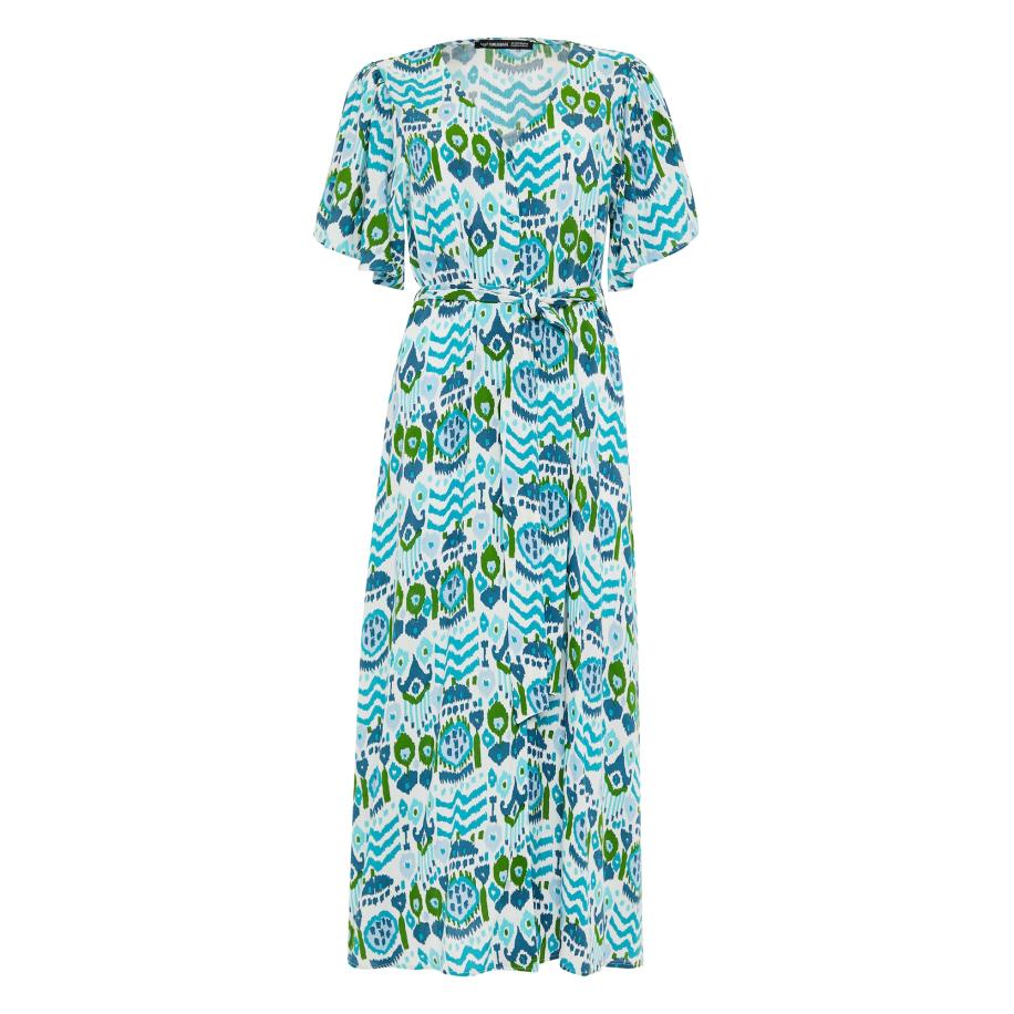 Threadbare Threadbare Blousejurk Fruit hemelsblauw / lichtblauw / lichtgroen / wit -