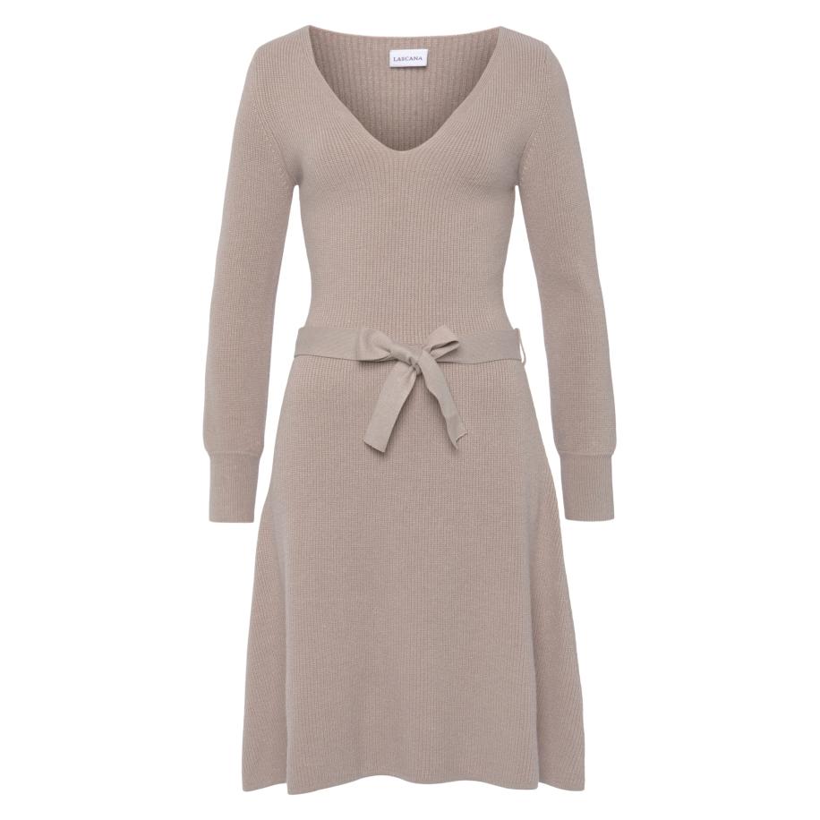 Lascana LASCANA Gebreide jurk donkerbeige -