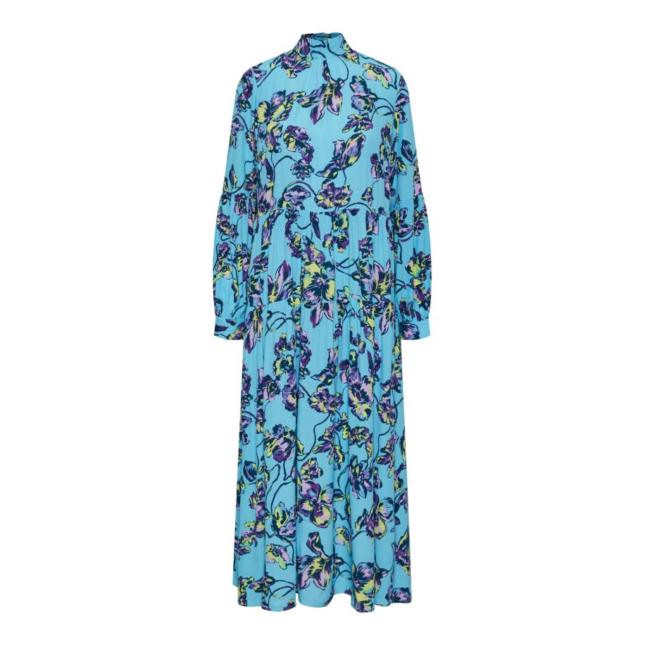 YAS YAS Jurk Topaz lichtblauw / geel / donkerlila / rosa -