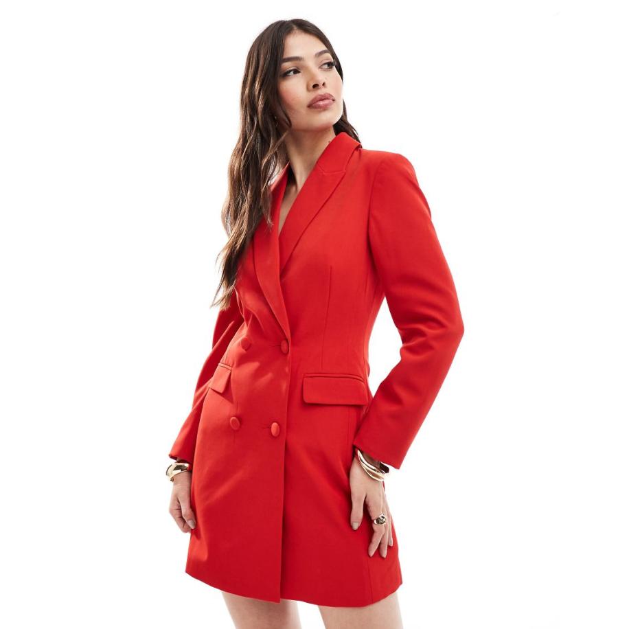 Miss Selfridge Getailleerde blazerjurk in rood-Veelkleurig Multicolor