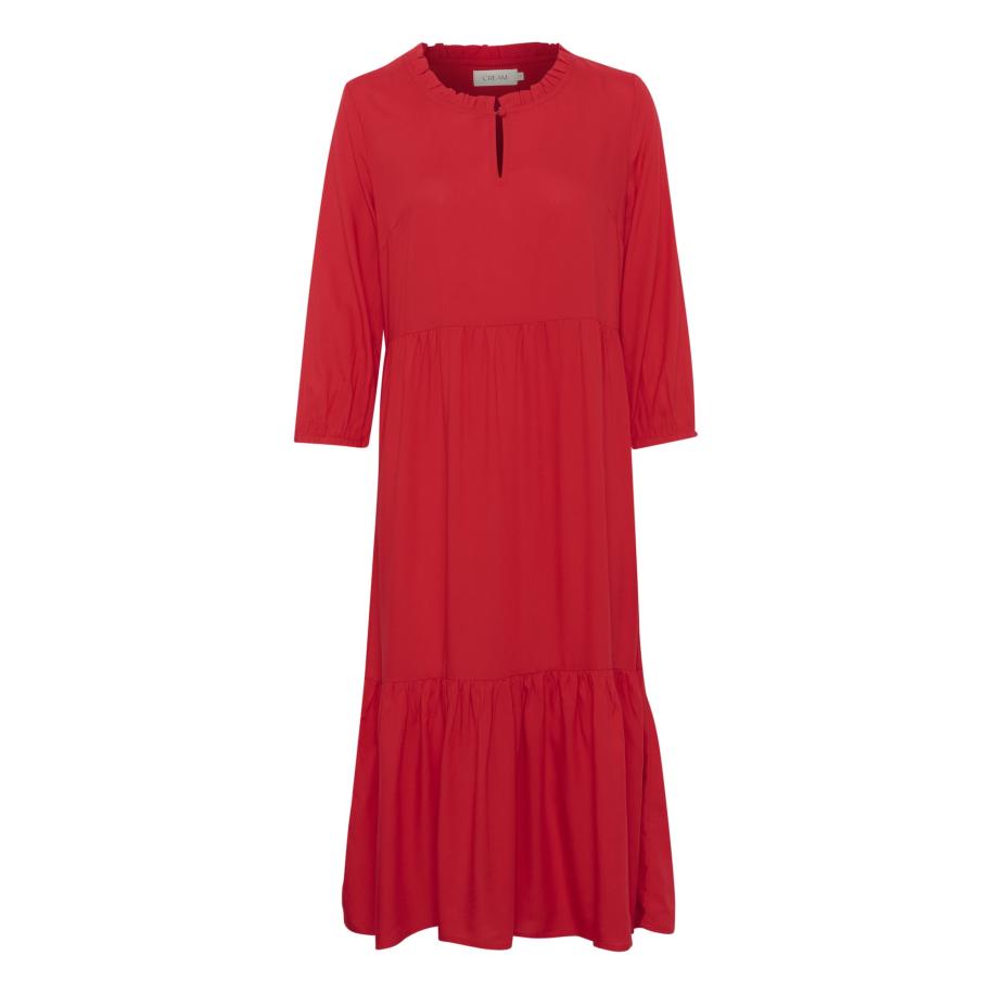 Cream Cream Jurk Tiah knalrood -