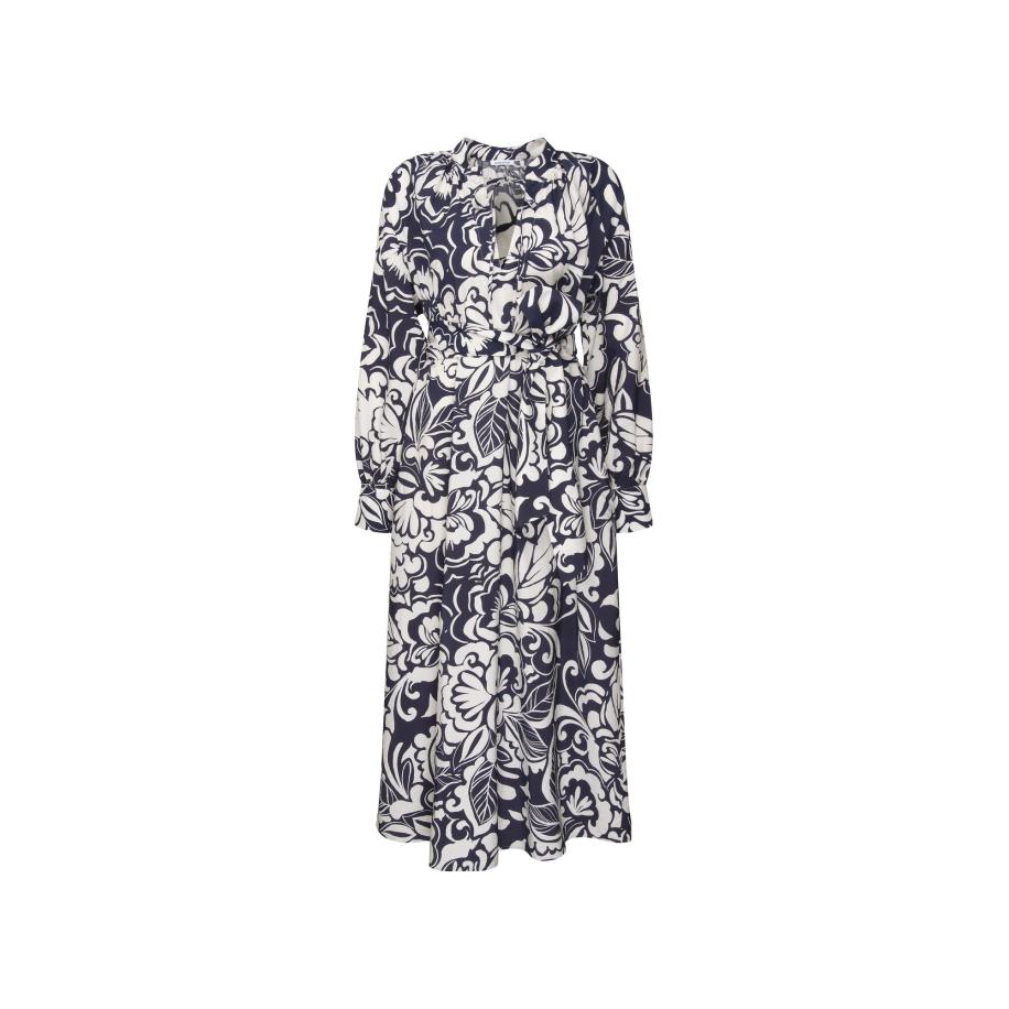 Seidensticker SEIDENSTICKER Jurk August Drop 252 donkerblauw / wit -