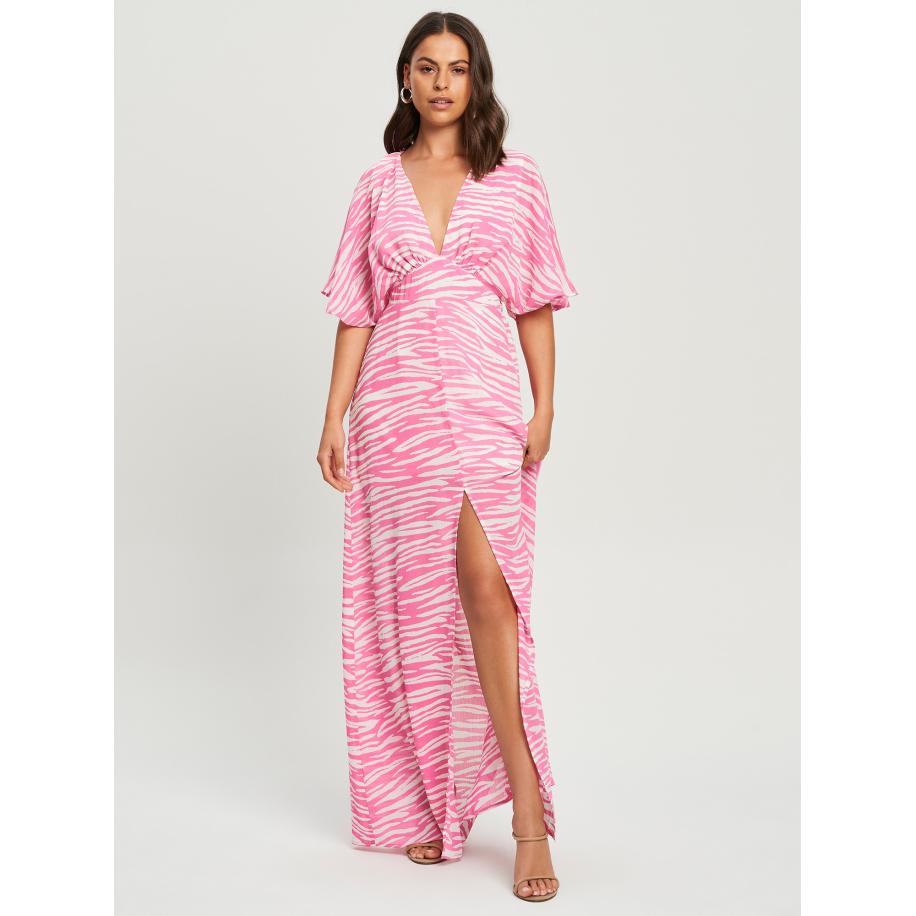 Tussah Jurk CLAUDIA pink / wit Roze