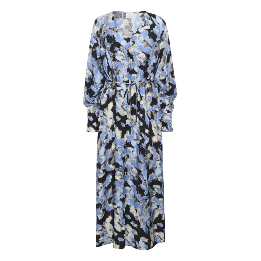 Kaffe Jurk Jodie crème / lichtblauw / zwart Multicolor