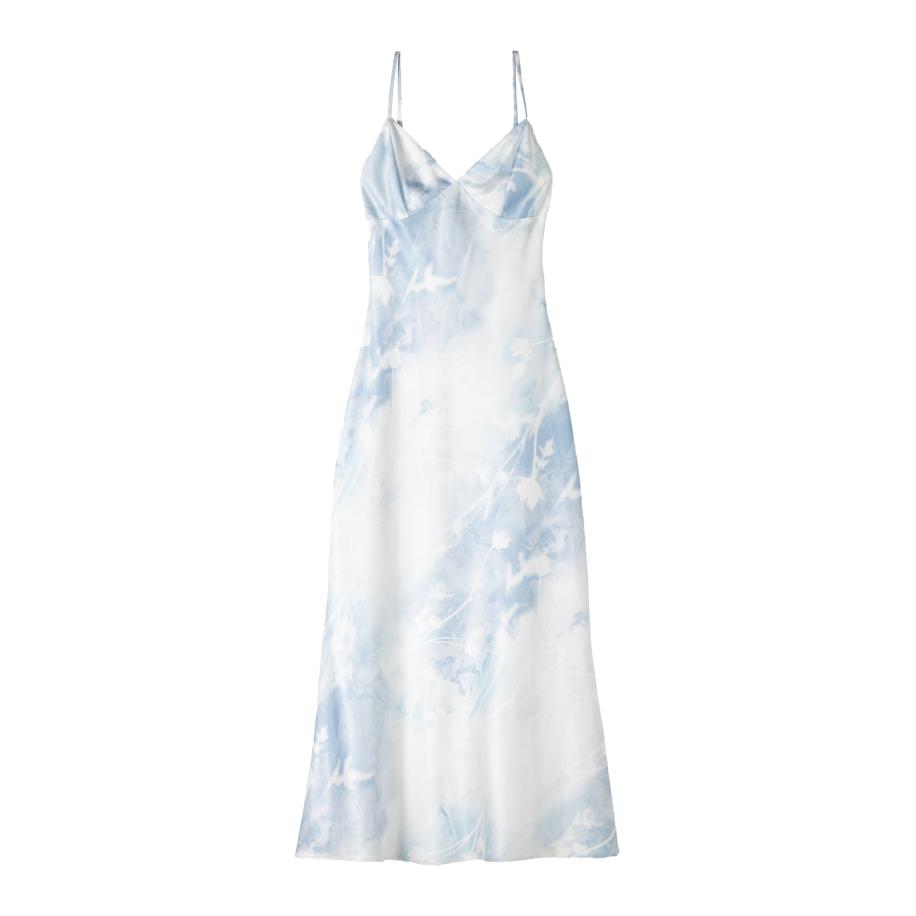 Bershka Zomerjurk lichtblauw / wit Blauw