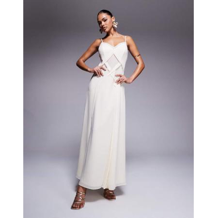 Forever New Maxi jurk met gekruist detail en godetplooien in crème-Geel