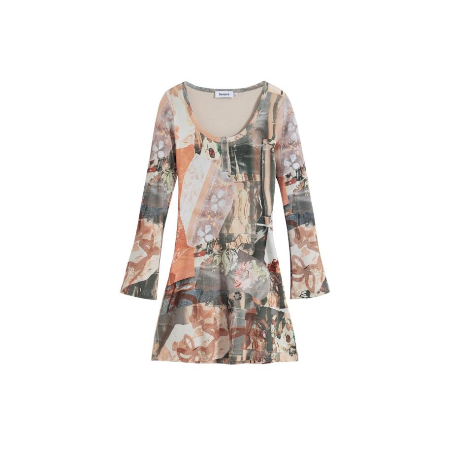 Desigual Desigual Jurk zalm roze / zwart / wit -