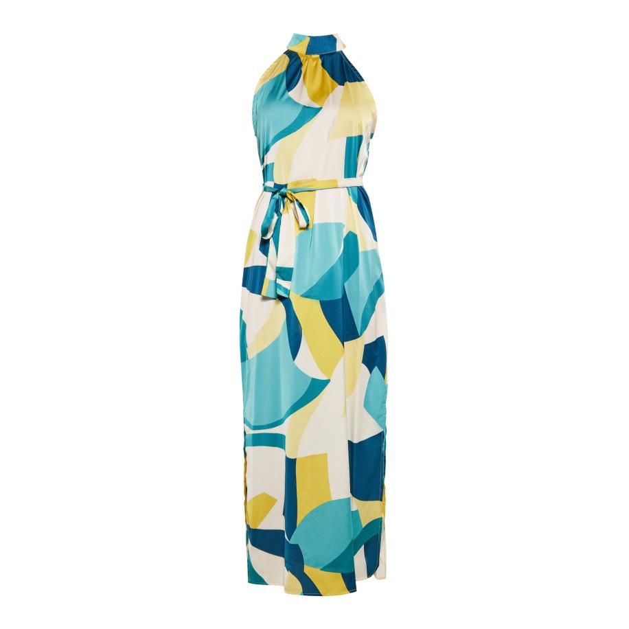 Faina faina Jurk blauw / cyaan blauw / oker / wit -