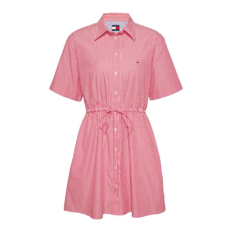 Tommy Jeans Tommy Jeans Blousejurk framboos / rood / zwart / wit -