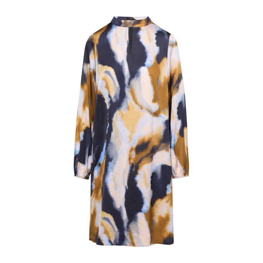 Comma COMMA Jurk donkerblauw / geel / goud / wit -