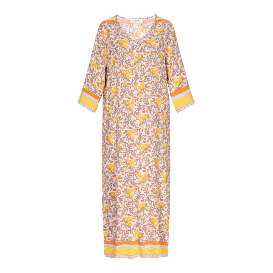 Gaya Gaya Jurk smoky blue / pastelblauw / geel / perzik -