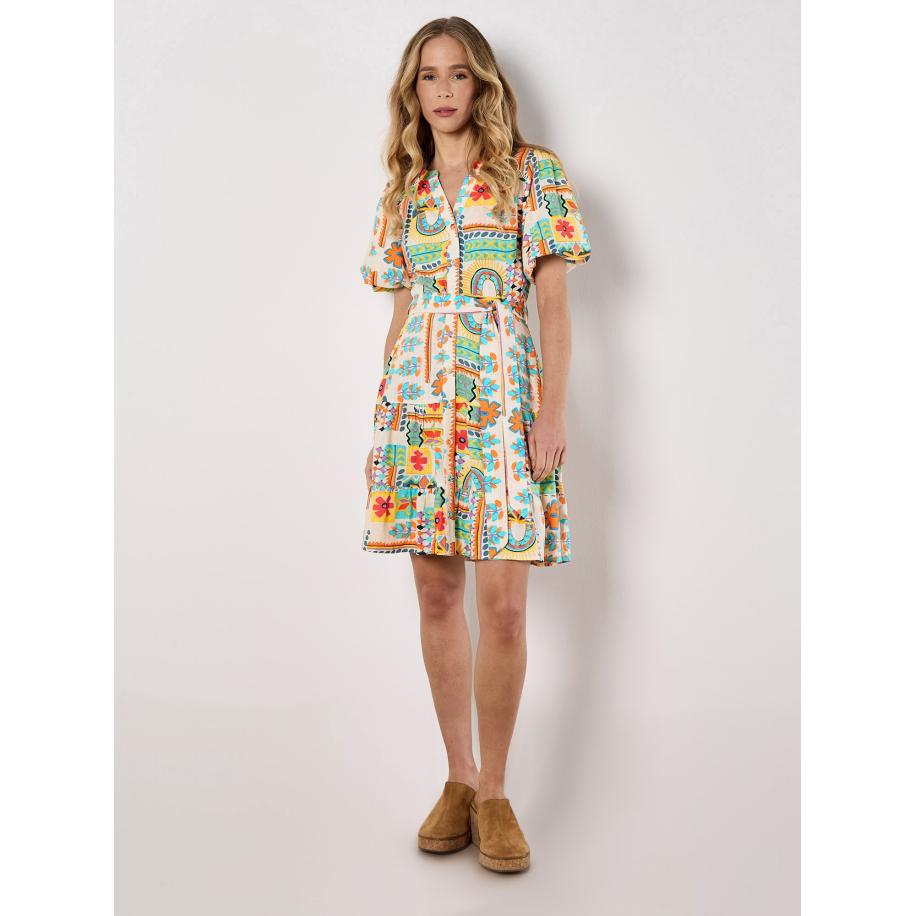 Apricot Apricot Jurk crème / aqua / mintgroen / oranje -