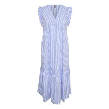 Culture CULTURE Jurk Bjørg lichtblauw / wit